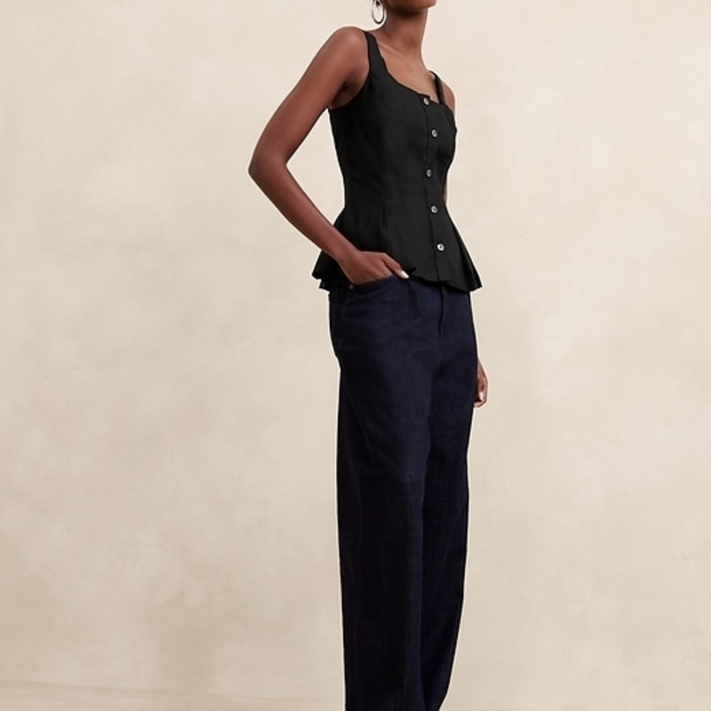NWT Banana Republic Twill Button Bustier Top Black Sz 6